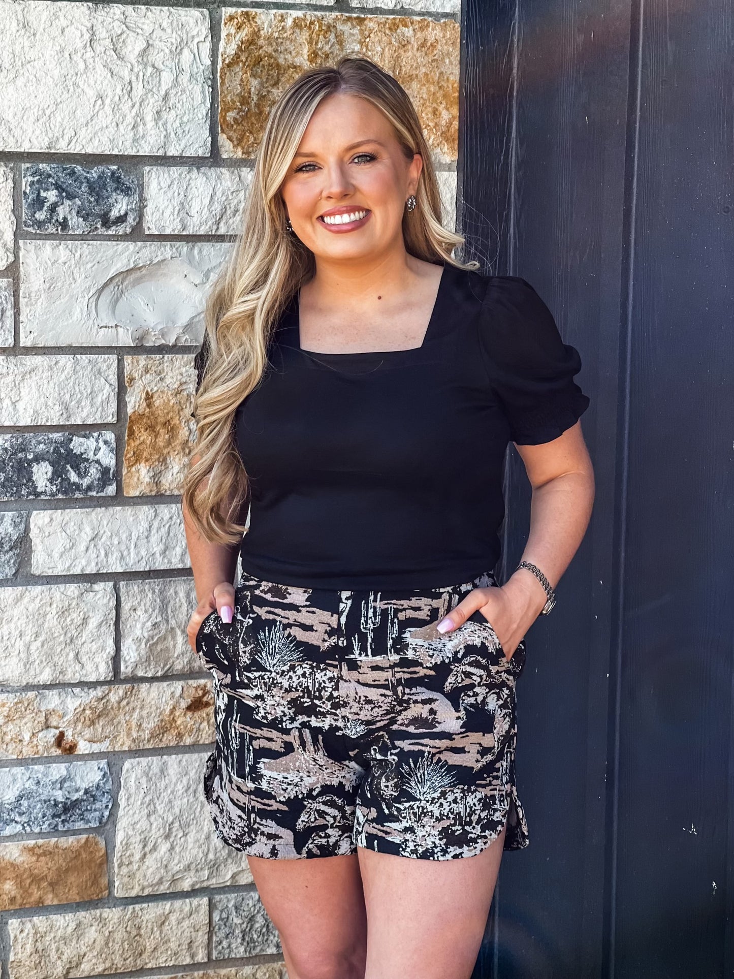 Black Square Neck Shirt