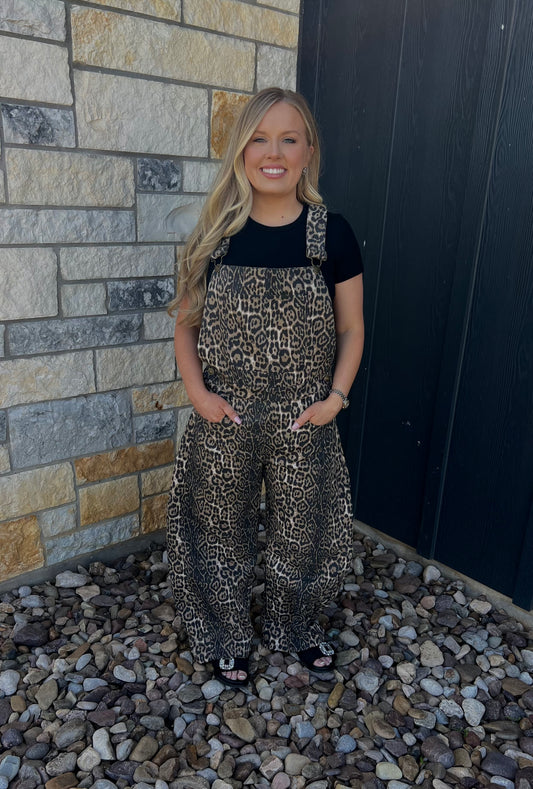 Barrel Style Cheetah Overalls
