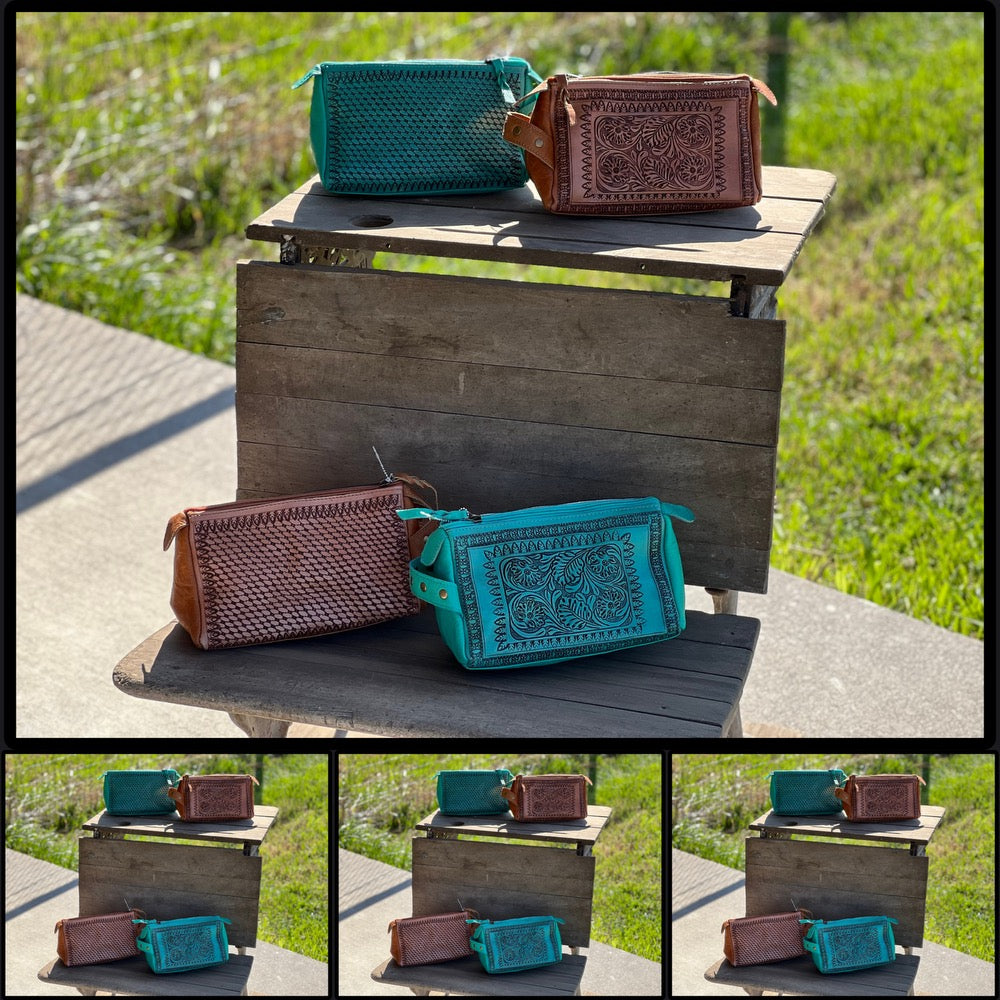 Tooled Leather ToiletryBag
